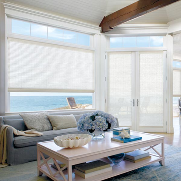 woven wood shades in living room